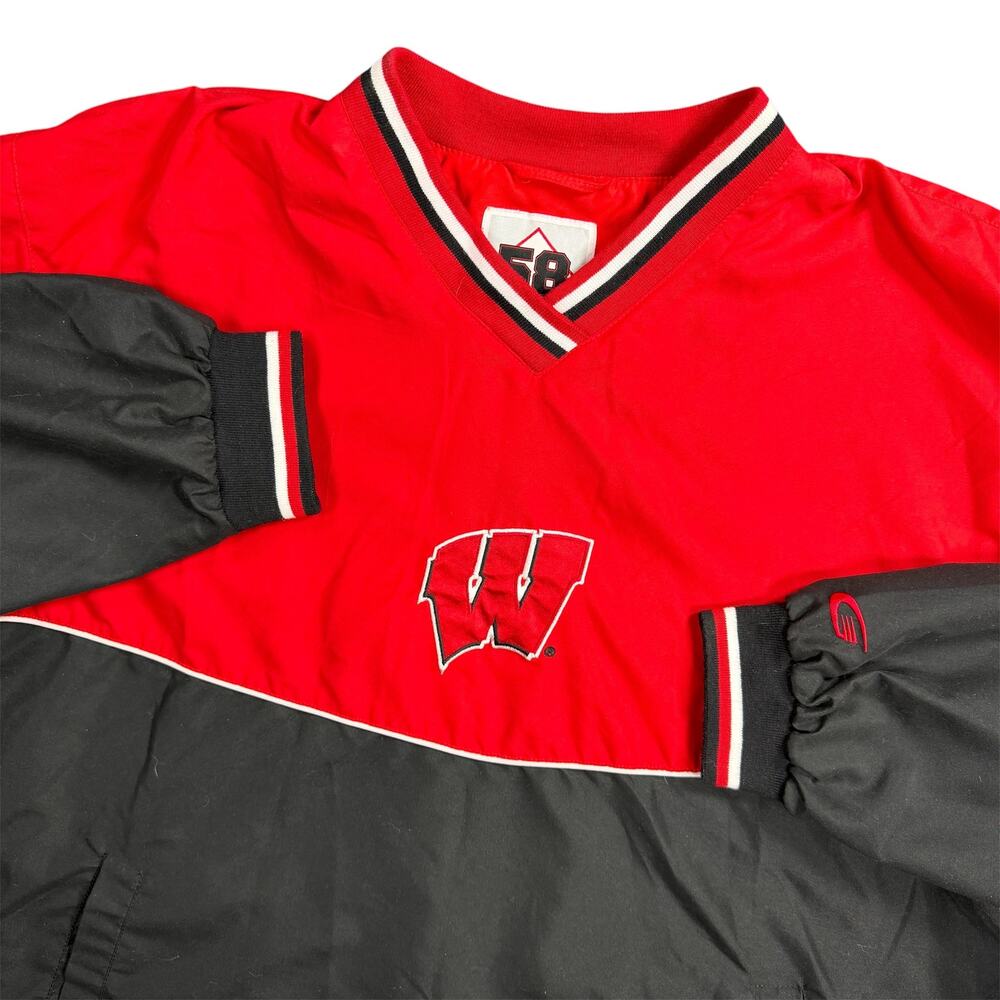 Wisconsin Badgers Men’s 2XL Red Black Pullover Jacket 58 Sports Vintage